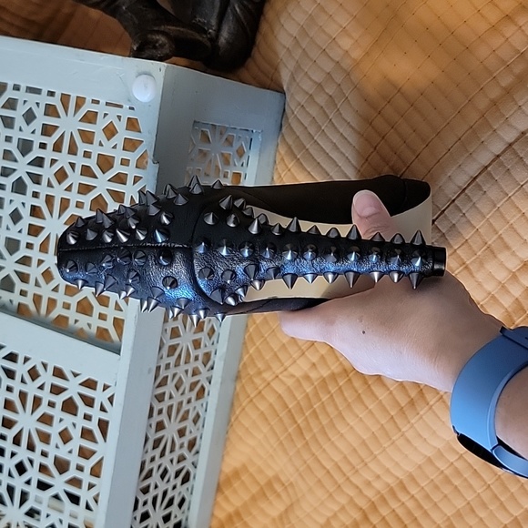 BCBGMaxAzria Black Leather Studded Ankle Bootie - Picture 3 of 8